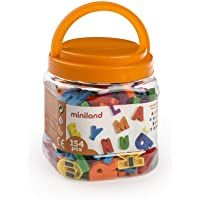 Miniland 97911 - Bote figuras magnéticas letras- 154piezas